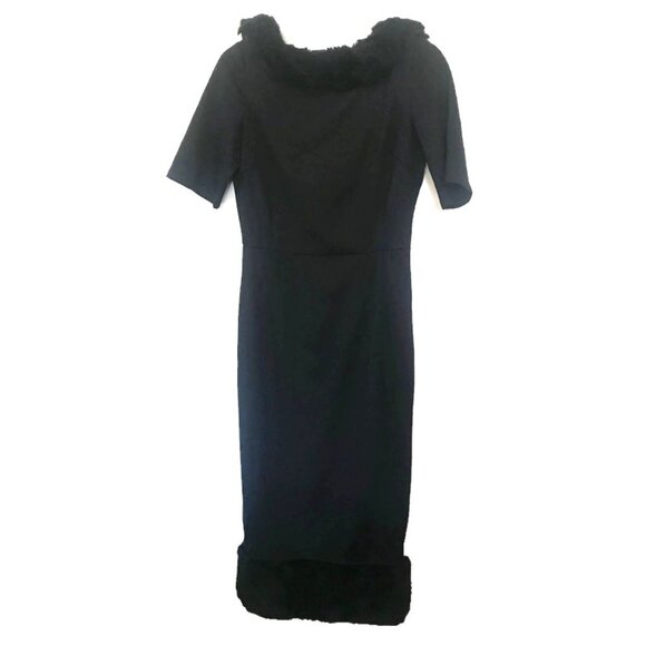 collectif Black fur Juliette Pencil Dress size small 1950s style pin up - Picture 8 of 8